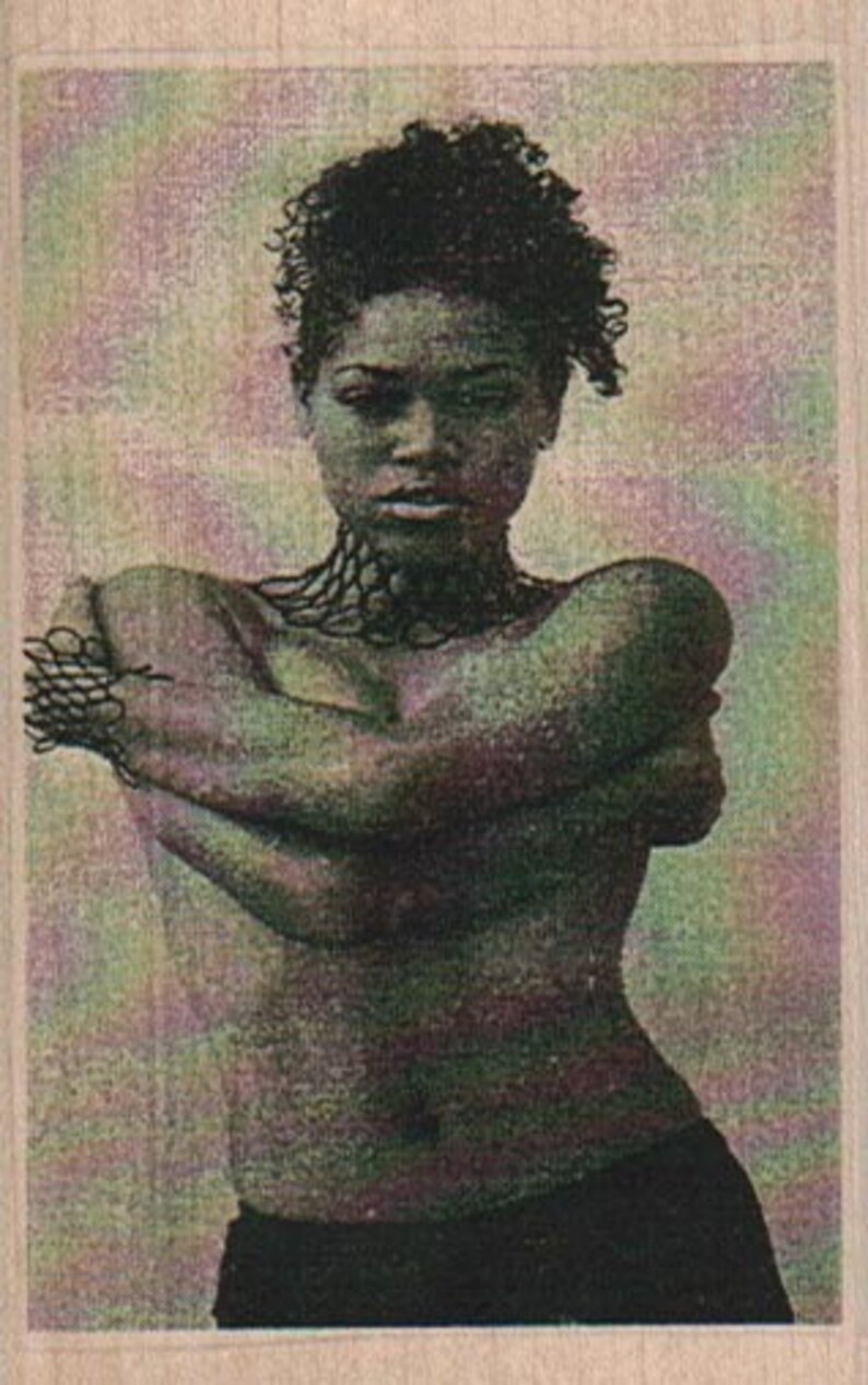 rubber stamp African American woman And Child baby lady girl mother number 16249