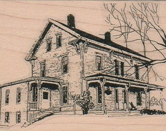 House Large  rubber stamp Steampunk Victorian  wood Mounted   rubber stamp    stamp number 9864