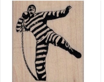 Stempel Banksy Convict Throwing Ball and Chain no19972 scrapbooking supplies graffiti art artist