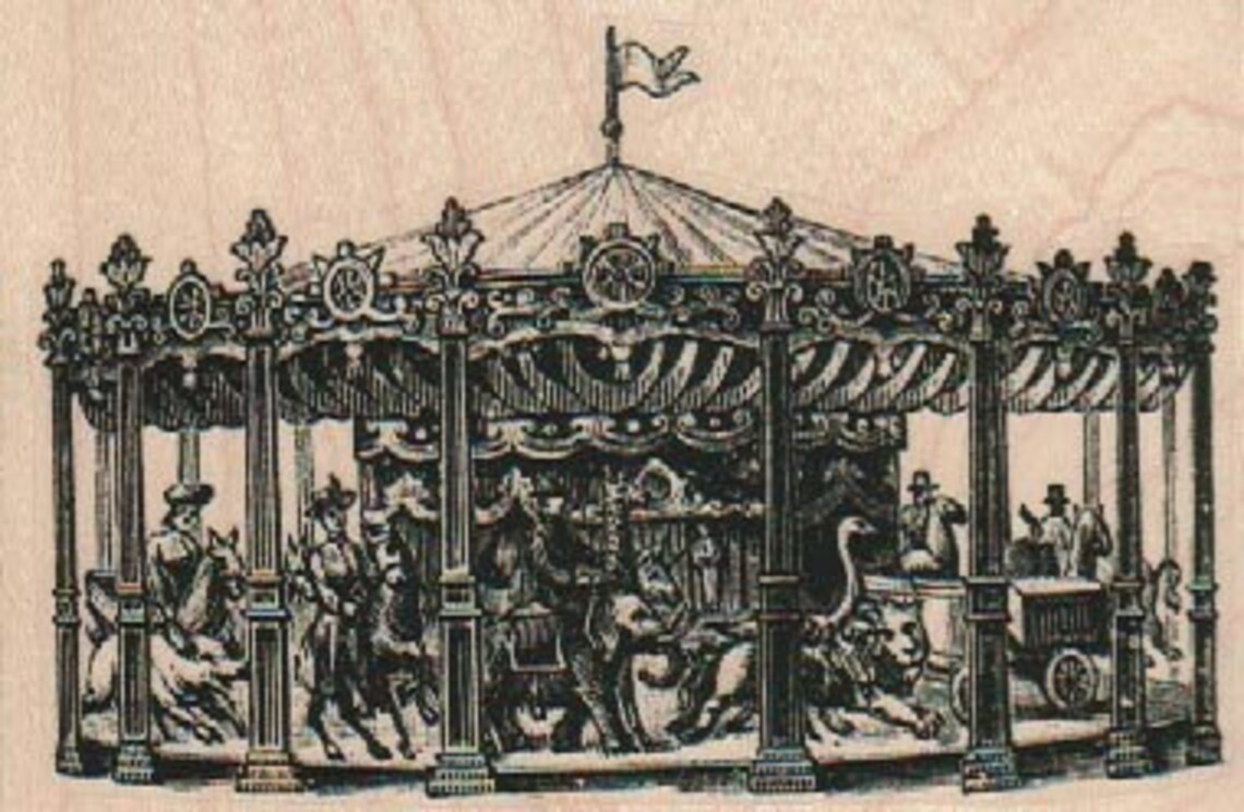 Carousel Rubber Stamp Circus Carnival Ride 19286 Under Big Top Etsy