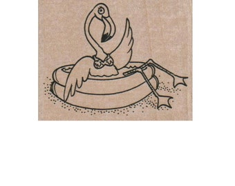 flamingo inner tube  rubber stamp  Rubber Stamp 12870  Florida Pink ocean bird