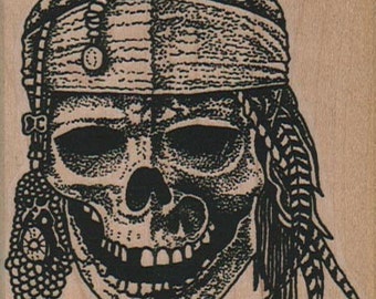 Pirate Davy Jones  skull    rubber stamp   rubber stamps     buccaneer  9062 halloween