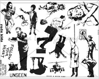 Banksy rubberen stempels ongemonteerde plaat Banksy Rubber Stamp no. 1513