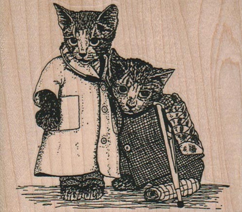 Rubber stamp Scared Cat wood mounted scrapbooking supplies number 9904 image 2