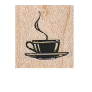 steaming coffee cup rubber stamp number 3576 unmounted, cling stamp, wood mounted stamp scrapbooking image 1