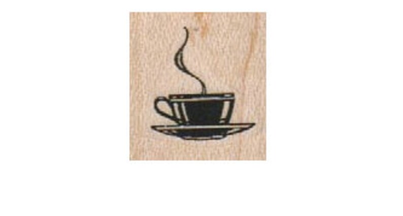 steaming coffee cup rubber stamp number 3576 unmounted, cling stamp, wood mounted stamp scrapbooking image 1