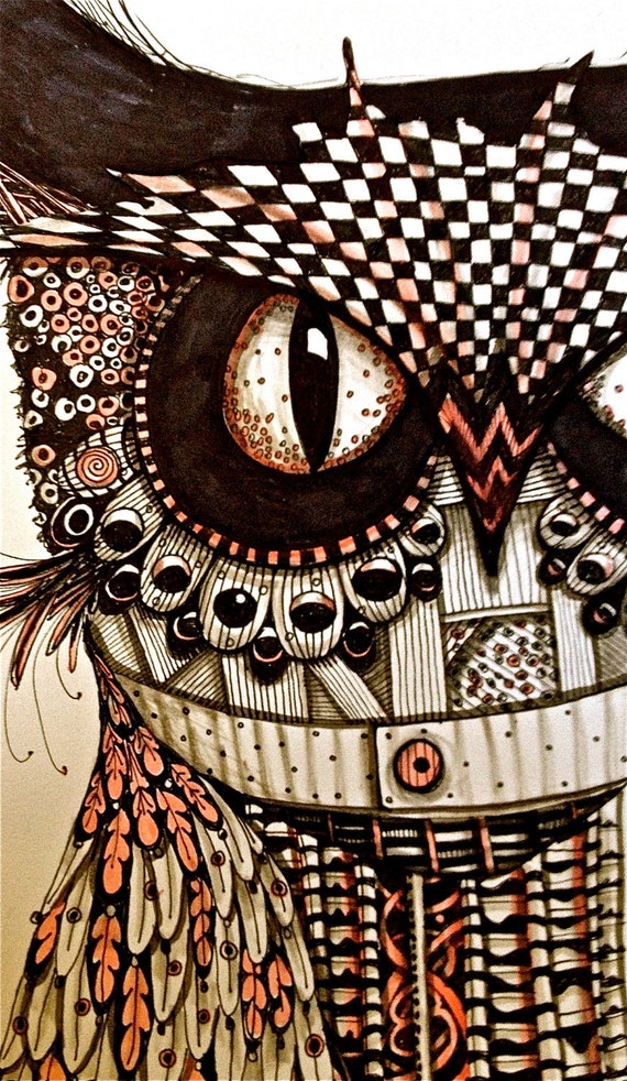 Owl Drawing Illustration Art print Zentangle bird black and white mary vogel lozinak Owl Drawing Illustration Art print Zentangle bird black and white mary vogel lozinak