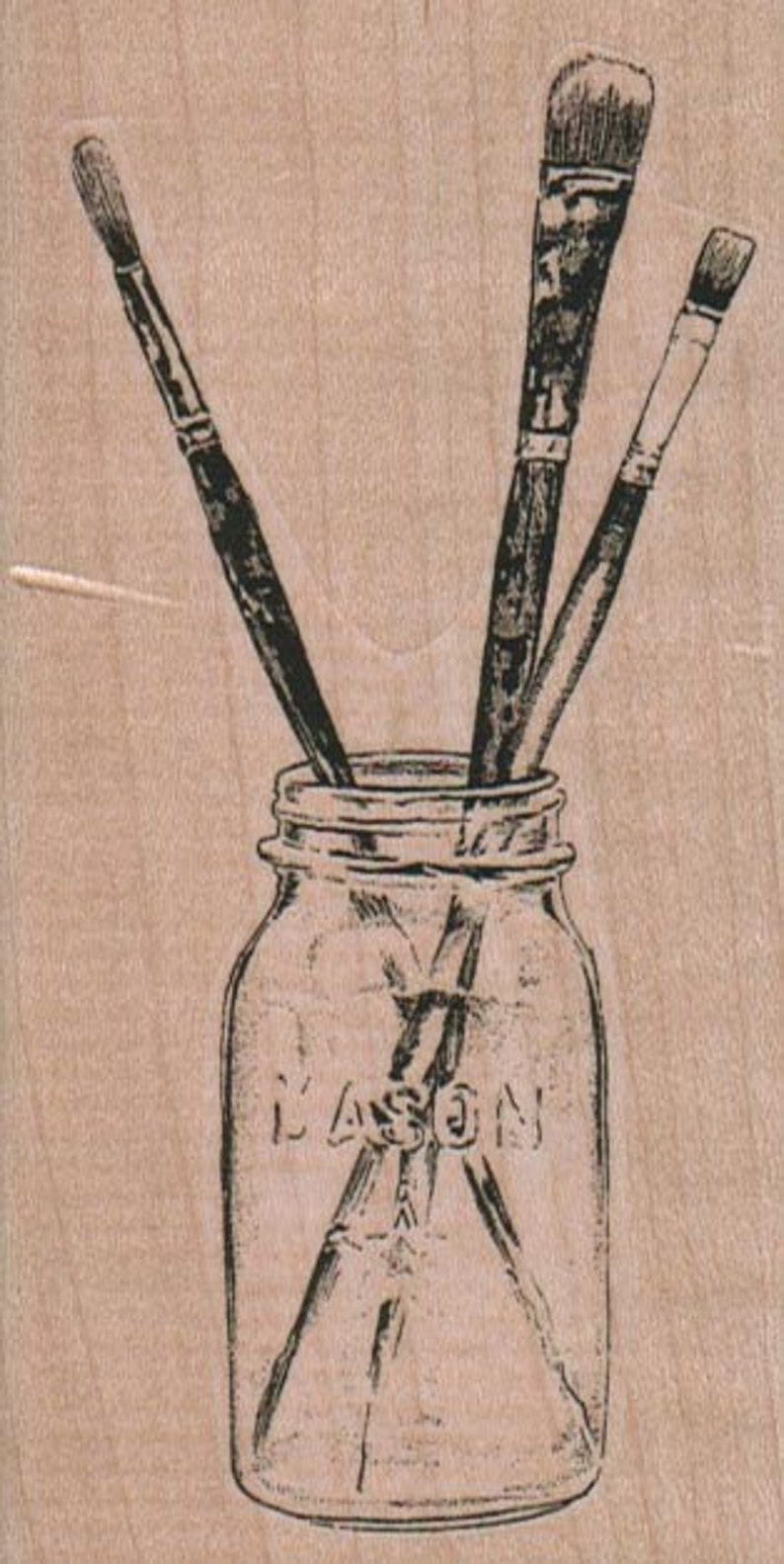 Artist Paint Brushes in a Jar Rubber Stamps Wood Mounted 9235 Etsy