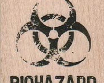 Biohazard sign  rubber stamp      wood mounted 18960 zombie apocalypse