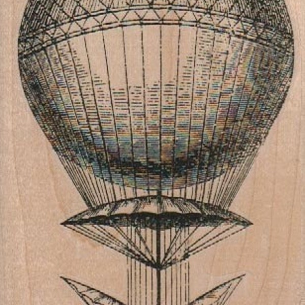 Steampunk Airship, rubber stamp wood mounted, cling or unmounted art and craft supplies,   tateam  Item 18157