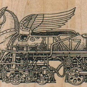 vintage steam Train rubber stamp steampunk unmounted, cling stamp or wood mounted 14929 image 5