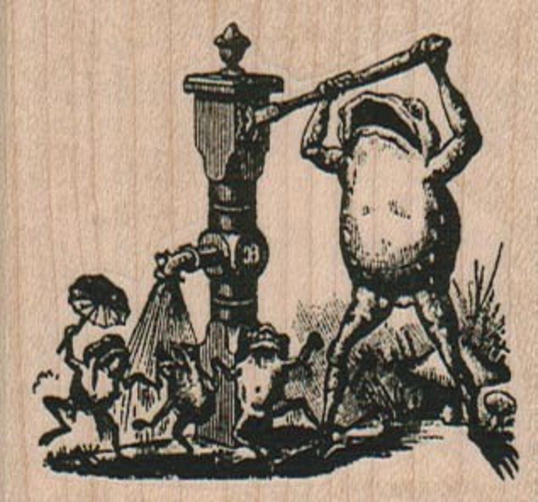 Rubber Stamp Frog Toad Pumping Water the Wind in the Willows Wood ...