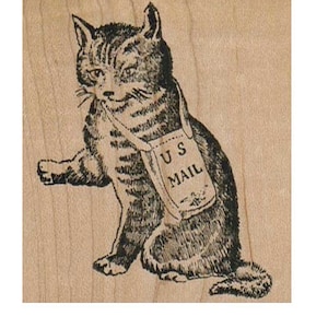 猫の子猫のカタツムリの郵便ゴム印、木製に取り付けられたアートおよびクラフト用品番号 9651