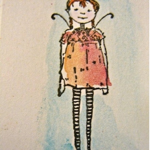 rubber  stamp fairy girl art stamps original design by Mary Vogel Lozinak  18261