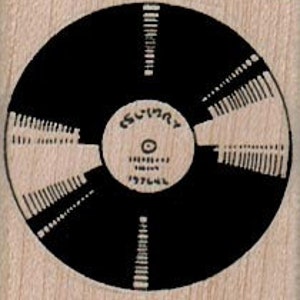 rubber stamp vinyl record music disc  retro  wood mounted unmounted cling stamp rubber stamp   number 12984