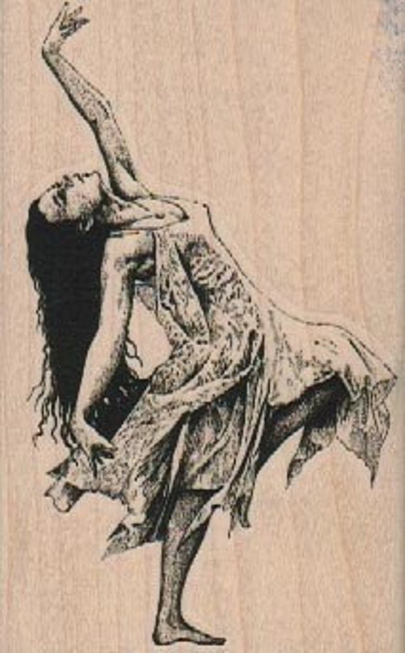 Woman Dancing Stamp Dancing Lady RUBBER STAMP Dancing Stamp Woman