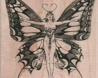 Rubber stamp Butterfly woman   scrapbooking supplies number 4281 unmounted, cling stamp,wood stamp