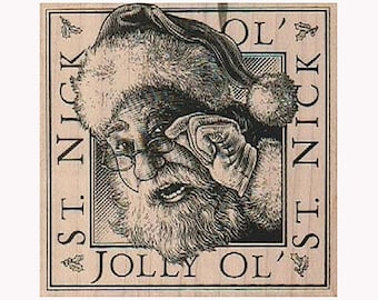 Jolly Ol' St. Nick RUBBER STAMP, Santa Claus Stamp, Santa Stamp, Christmas Stamp, St. Nick Stamp X-Mas Stamps,, Holiday Stamp, Holiday