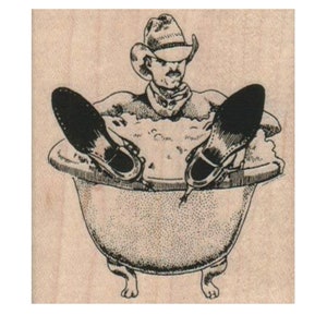 Rubber stamp  cowboy bath boot hat stamps stamping scrapbooking supplies number 4444