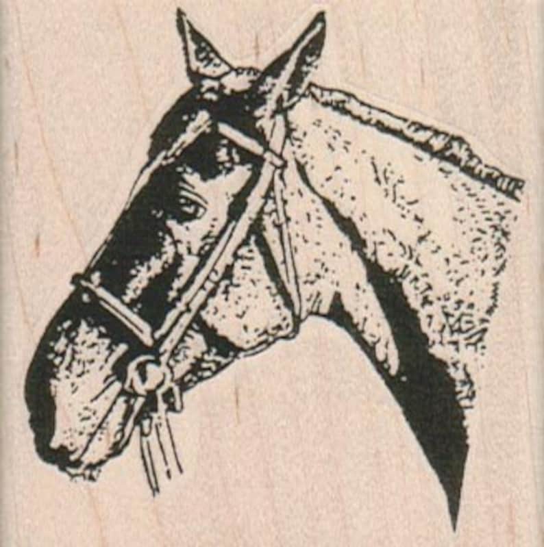 Horse head rubber stamp Stamp Rubber Stamp 8909 cowboy cling stamp, unmounted or wood mounted stamp image 2