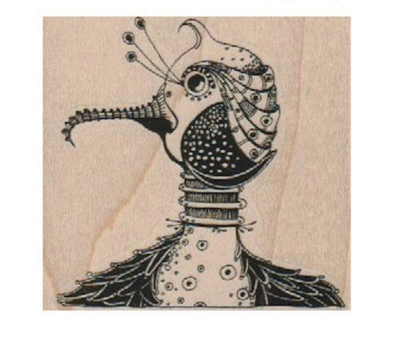 Rubber Stamp Steampunk bird Stamp whimsical by Mary Vogel Lozinak 18504 wood mounted unmounted or cling stamp