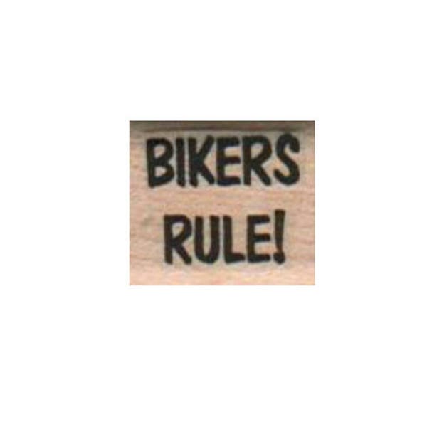 Bikers Rule!  motor cycle harley rubber stamp number 6960 unmounted, cling stamp, wood mounted stamps scrapbooking