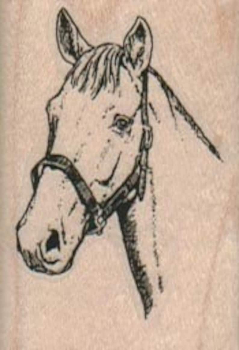 Horse head rubber stamp Stamp Rubber Stamp 8909 cowboy cling stamp, unmounted or wood mounted stamp image 1