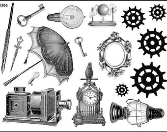 unmounted plate steampunk dress maker mermaid cat   Rubber Stamp  tateam EUC team   no.1386