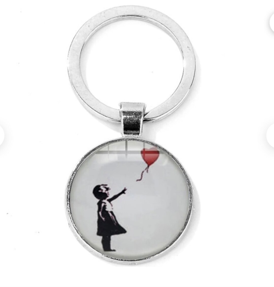 Banksy Necklace or Keychain Girl With a Red Balloon Jewelry Etsy