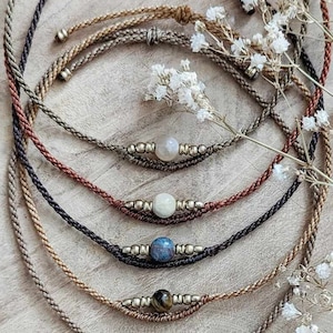 Boho Tribe Anklet 'Runa' Bohemian Gemstone Footband Upper Arm Band Armlet with Brass Beads Festival Summer Beach Vibe Gift for Her Siralome