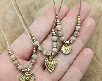 Sonnenstein Halskette &#39;Ilana&#39; Boho Chic Makramee Schmuck Handgemacht Personalisierbar Edelstein Kette Yogini Festival Geschenk Sie Siralome