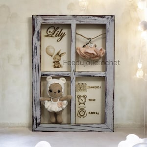 Gepersonaliseerd geboortelijstje, gepersonaliseerd babylijstje, baby souvenirlijstje, gehaakt geboortecadeau-idee, geboortelijstje, babylijstje