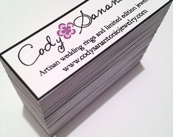 Set of 128 Customized 2 1/4 x 3/4 inch Mini Business Cards, Coupon Cards, Thank you Cards, Hangtags