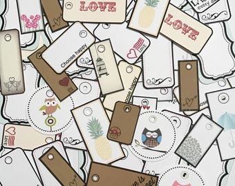 50, 100 or 500 Grab Bag of Mini Assorted Tags