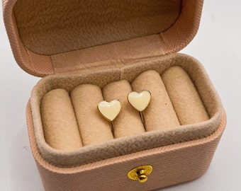 Orecchini a clip a cuore per bambini, orecchini a clip a cuore riempiti beige per bambini, orecchini senza orecchie forate, orecchini indolori,