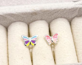 Ohrclips Kinder Schmetterlinge,Schmetterling Ohrringe,Ohrringe ohne Ohrlöcher,erste Ohrringe,Kinderschmuck,kleine Geschenke für Kinder