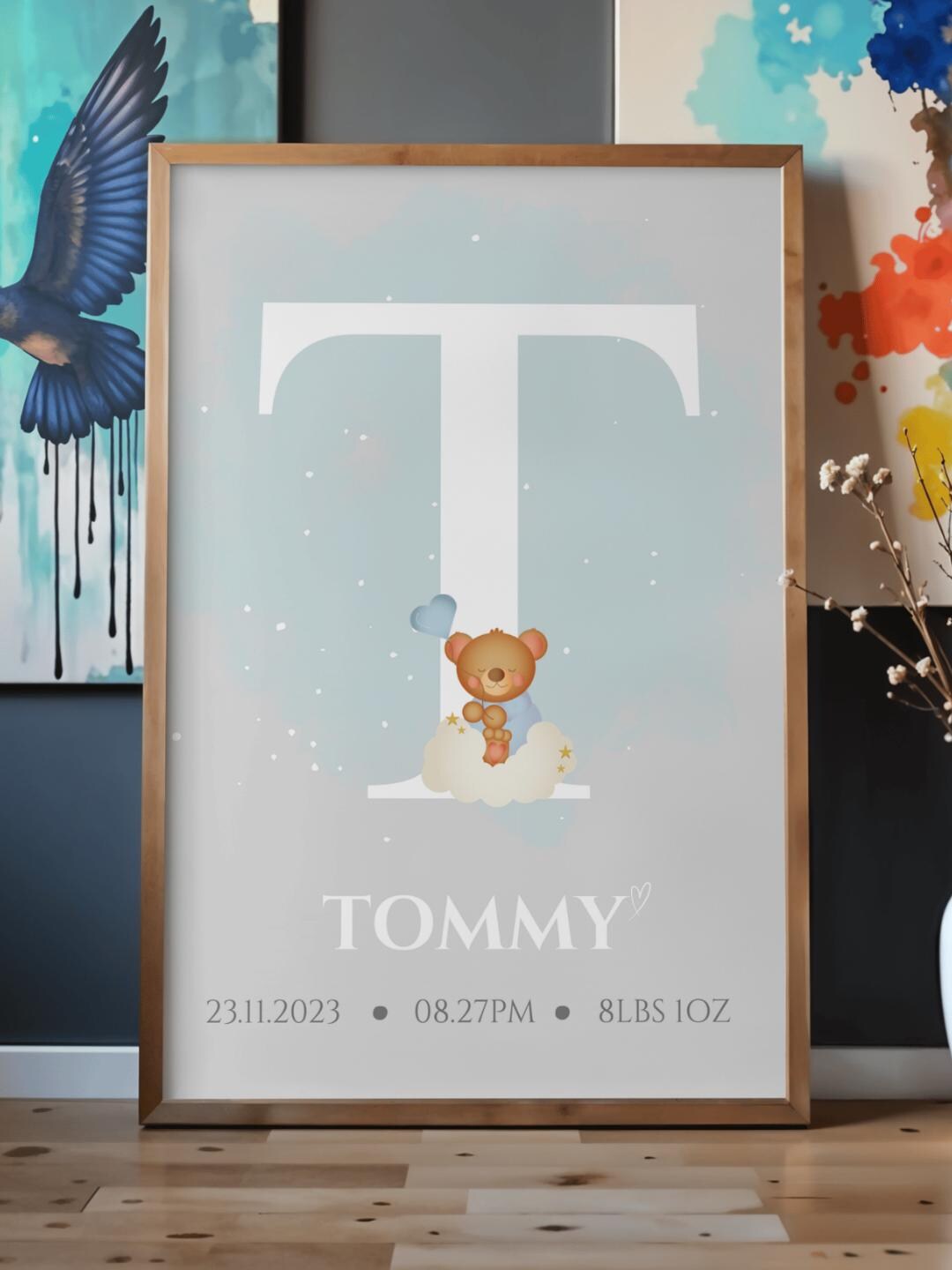 Personalised Birth Print • Custom Baby Name & Birth Stats • Newborn ...