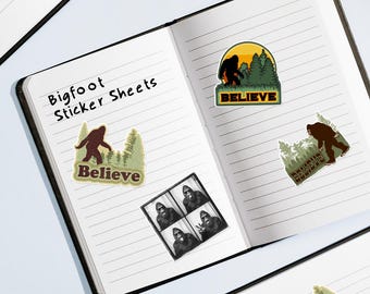 Bigfoot Sticker Sheets - Fun Wall Décor for Believers, Unique Gift for Nature Lovers, Adventure Decor, Cryptozoology, Skunk Ape Stickers