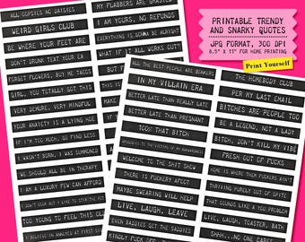 Printable Trendy And Snarky Labels | Journal Clipart | Planner Labels | Digital Collage Art