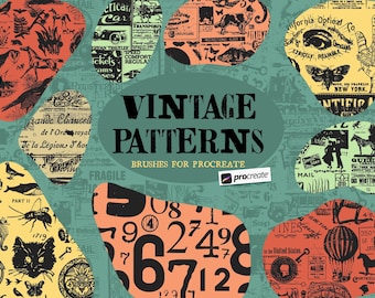 Pinceaux Procreate vintage pour carrelage sans couture - Pinceaux Procreate ipad - Pinceaux Procreate vintage - Ensemble de pinceaux Procreate - Procreate