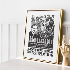 Harry Houdini Vintage Style Digital Printable Magic Wall Art Print