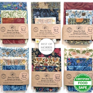 Morris Beeswax Food Wraps | Certified Food Safe | Sets of 3 | Reusable All-Natural Eco-Friendly Wax Wrap | Birthday Housewarming Gifts