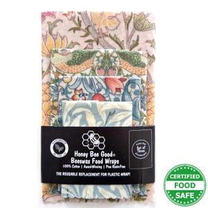 Morris Beeswax Food Wraps | Set of 4 L,M,S & FREE | Certified Food Safe | Sets of 3 | Reusable All-Natural Food Safe Eco-Friendly Wax Wrap