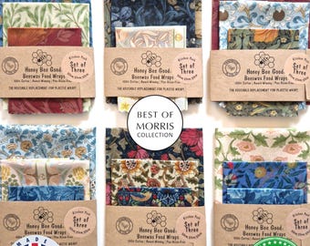Morris Beeswax Food Wraps | Certified Food Safe | Sets of 3 | Reusable All-Natural Eco-Friendly Wax Wrap | Birthday Housewarming Gifts