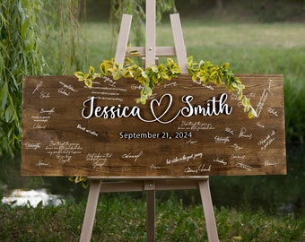 Personalized Rustic Wedding Guest Book Sign, Wooden Welcome Sign, Custom Couple Name & Date, Wedding Entrance Decor, Outdoor Ceremony Sign