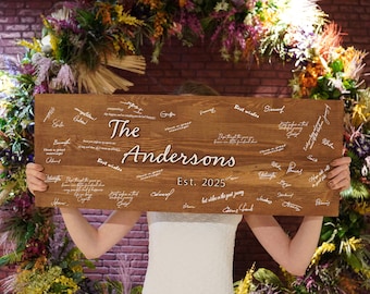 Personalized Wedding Welcome Sign: Rustic Wood Guest Book Alternative