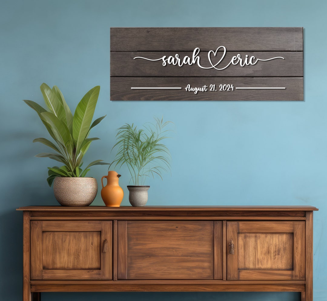 Personalized Wood Family Name Sign: Custom Home Wall Decor - Etsy