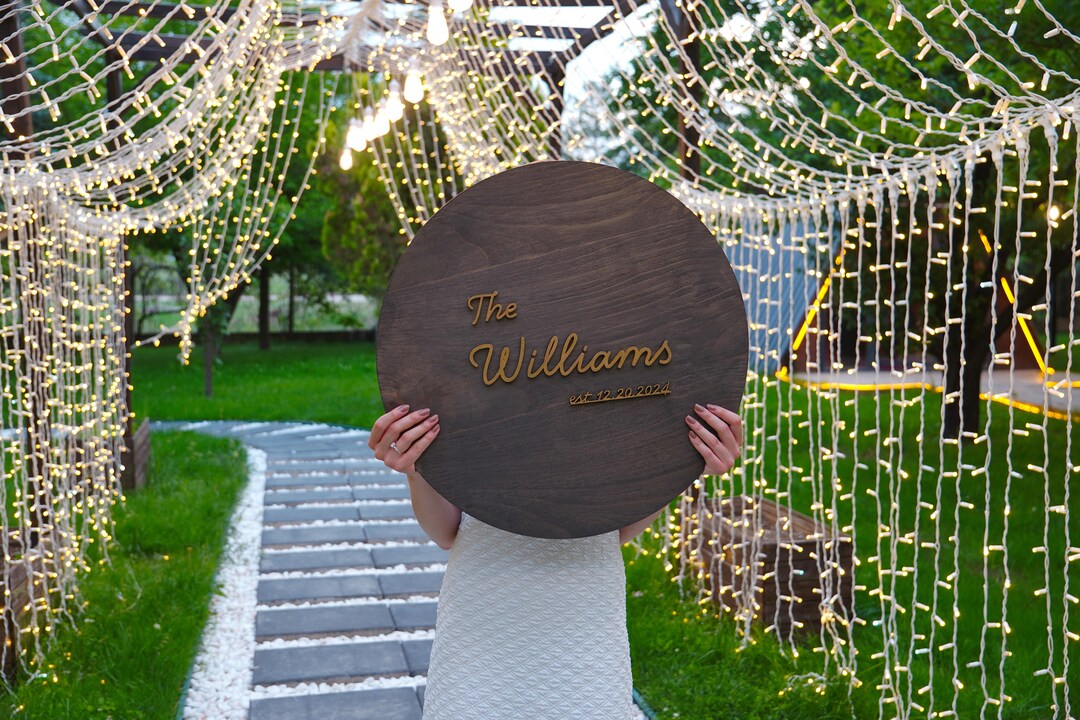 Personalized Family Name Wood Sign: Golden Letter Home Decor - Etsy