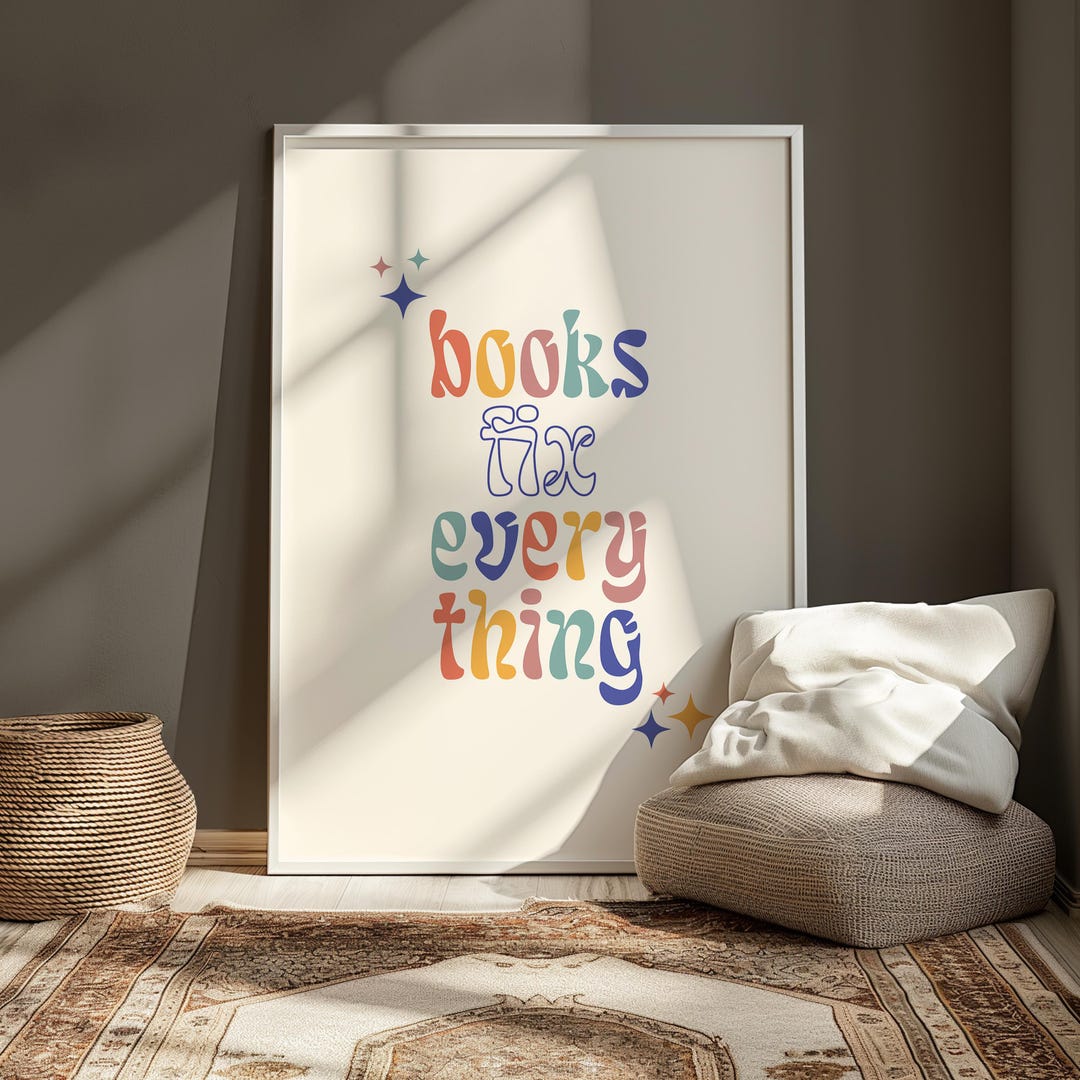 Retro Bookish Printable Poster Gift Idea for Book Lover, Vintage ...