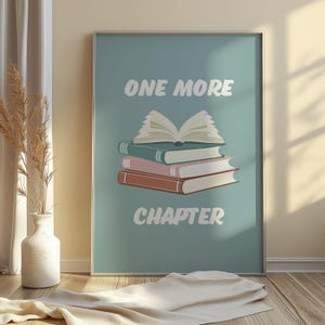Retro Book Club Printable Poster Gift for Reader, Trendy Bookish Library Wall Art for Book Lover, Minimal Stack of Books Digital Art Print